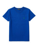 Cotton Jersey V-Neck Tee, Blue, Size 2-4