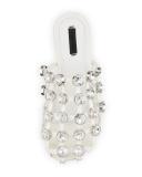 Amelia Jewel-Studded Leather Mule, White
