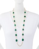 Emerald Station Necklace in 18K Yellow Gold, 35"