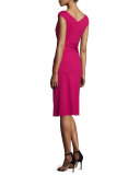 Cap-Sleeve Crisscross-Waist Dress, Magenta