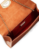 Vero Dodat Flap Patent Clutch Bag, Nude