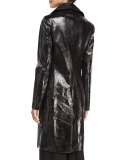 Roza Lambskin Long Coat, Black