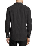 Beach Mini-Houndstooth Shirt, Charcoal