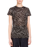 Short-Sleeve Diamond-Print T-Shirt, Black/White Diamond
