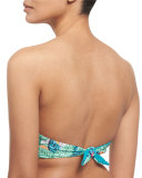 Leaf-Print Underwire Bandeau Swim Top