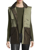 Kinsley Cotton Colorblock Vest, Army Green