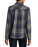 The Slim Boy Shirt with Frayed Hem, Vista Plaid