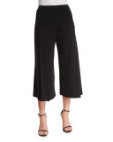 Comfortable Pleated Interlock Culottes, Black