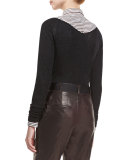Monili-String Ribbed Sweater, Onyx