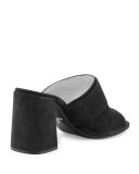 Suede Chunky-Heel Slide Sandal, Black (Nero)