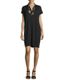 Short-Sleeve Button-Front Shirtdress, Petite 