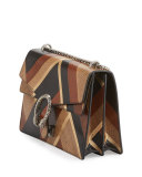 Dionysus Chevron Ayers Shoulder Bag, Black/Brown/Beige/Gold