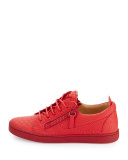 Breks Snake-Embossed Side-Zip Sneaker, Red