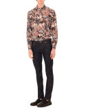Camu Butterfly Long-Sleeve Sport Shirt, Navy/Pink Multi