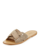 Nora Suede Corset Sandal, Warm Gray