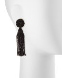 Beaded Short Tassel Clip Earrings