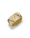 18K Yellow Gold Single-Row Triangoli Full Pavé Diamond Ring