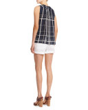 Lattice-Print Sleeveless Top