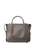 Marche Medium Leather Satchel Bag, Gray