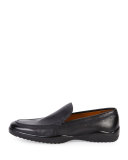 Mils Textured Leather Slip-On Loafer, Black