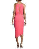 Sage Silk Crepe de Chine Cocktail Dress, Pink