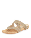 Flip Rhinestone Flat Slide Sandal, Sand