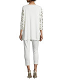 Ponte Slim Ankle Pants, Ivory 