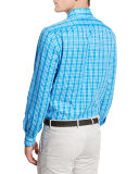 Plaid Sport Shirt, Capri Blue