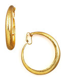 Hammered Golden Clip-On Hoops