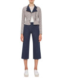 Denim Side-Zip Culotte Pants, Blue Denim
