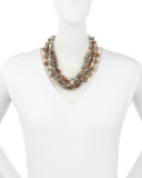 Gray & Peach Agate Twisted Strand Necklace