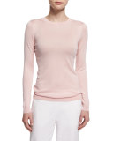 Long-Sleeve Silk-Cashmere Knit Top