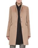 Long Gabardine Blazer Coat, Camel