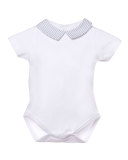 Collared Stretch Jersey Playsuit, White, Size 3-12 Months