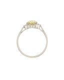 Estate Art Deco Marquise Yellow Diamond Cluster Ring, Size 5