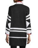 Long Graphic Jacket with Piping, Tricolor