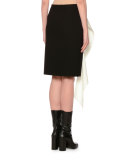 Ruffle-Trim Pencil Skirt, Black/White