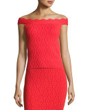 Diamond-Textured Off-the-Shoulder Top