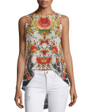 Sleeveless Embellished High-Low Top, La Rosa