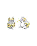 Sterling Silver & 18k Gold Diamond Caviar Earrings