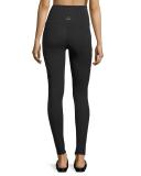 Triple-Mesh High-Waist Long Legging, Black