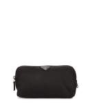 Medium Nylon Triangle Cosmetic Bag, Black (Nero)