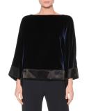 Bateau-Neck Velvet Top, Midnight