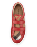 Heacham Check Canvas Sneaker, Red/Tan, Youth