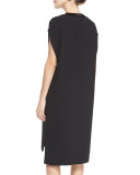 Satin-Trim V-Neck Dress