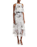 Floral-Print A-line Midi Skirt  