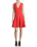 Sleeveless V-Neck Party Dress, Cayenne