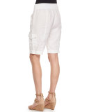Drawstring Cargo Linen Shorts
