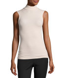 Sleeveless Stretch Jersey Mock-Neck Top