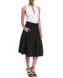 Full Skirt w/Ruched Waistband, Black